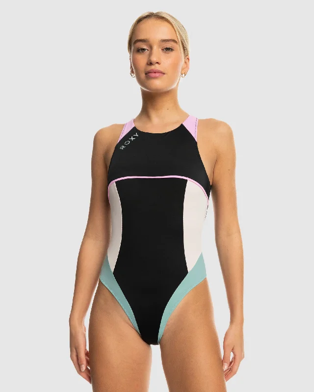 Womens Roxy Active Tech 1 Pce Sd One Piece Swim Classic Swimsuit Design