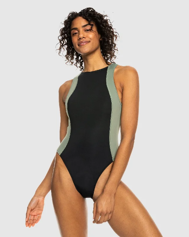 Womens Roxy Pro Wave Active One-Piece Swimsuit Classic Two-Piece Bikini