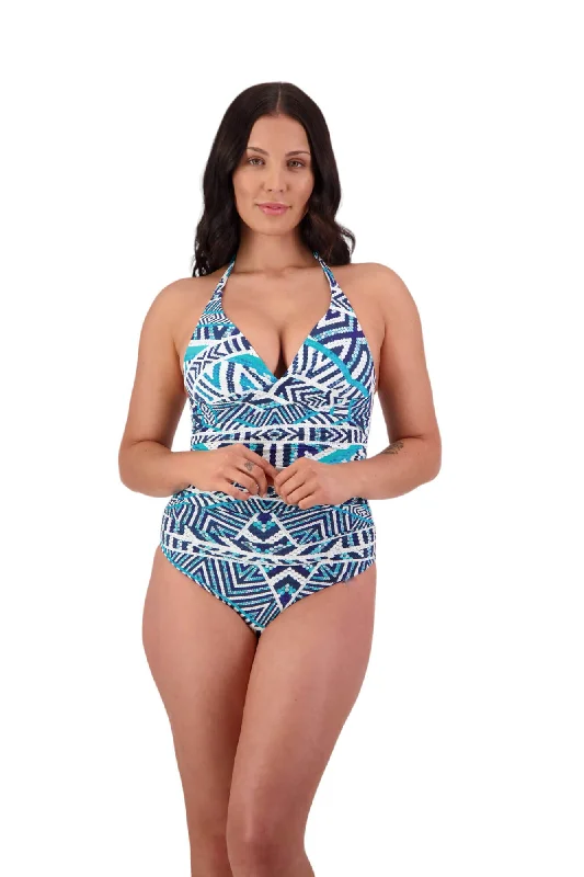 Tribal Geo Wrap Tri Swimsuit Tropical Print Bikini