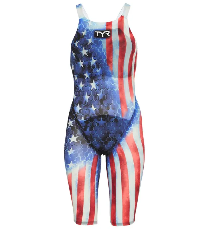 TYR Women's Avictor Supernova USA Closed Back Tech Suit Swimsuit USA Adjustable Swim Top