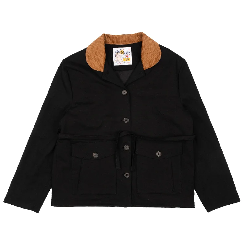 Balmoral Jacket - Rinsed Oxford - Black Embroidered Jacket Appliqued Jacket Beaded Jacket