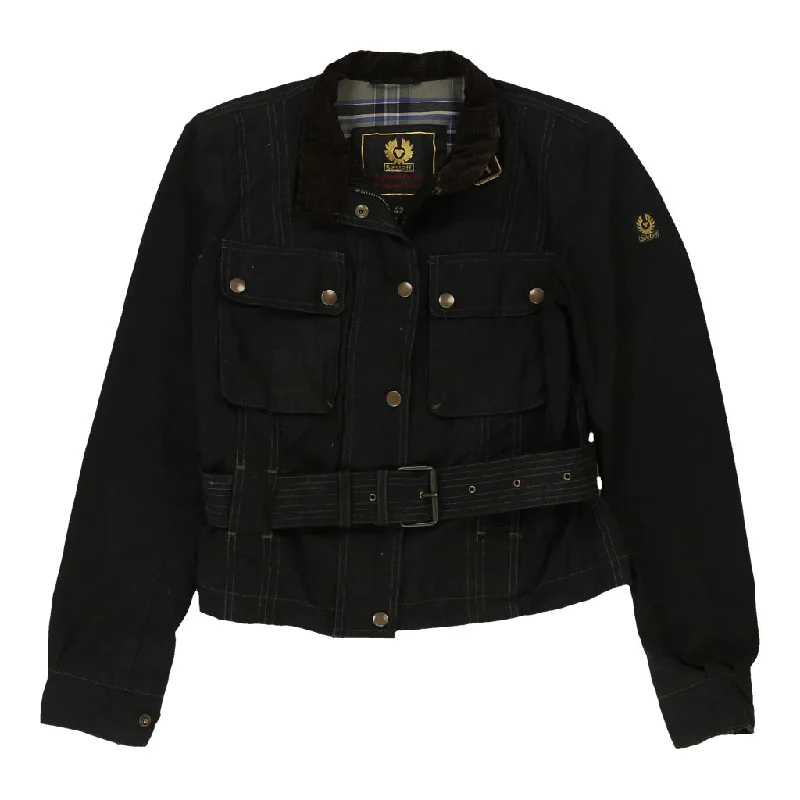 Belstaff Jacket - Small Black Cotton Snapped Jacket Toggled Jacket Drawstring Jacket