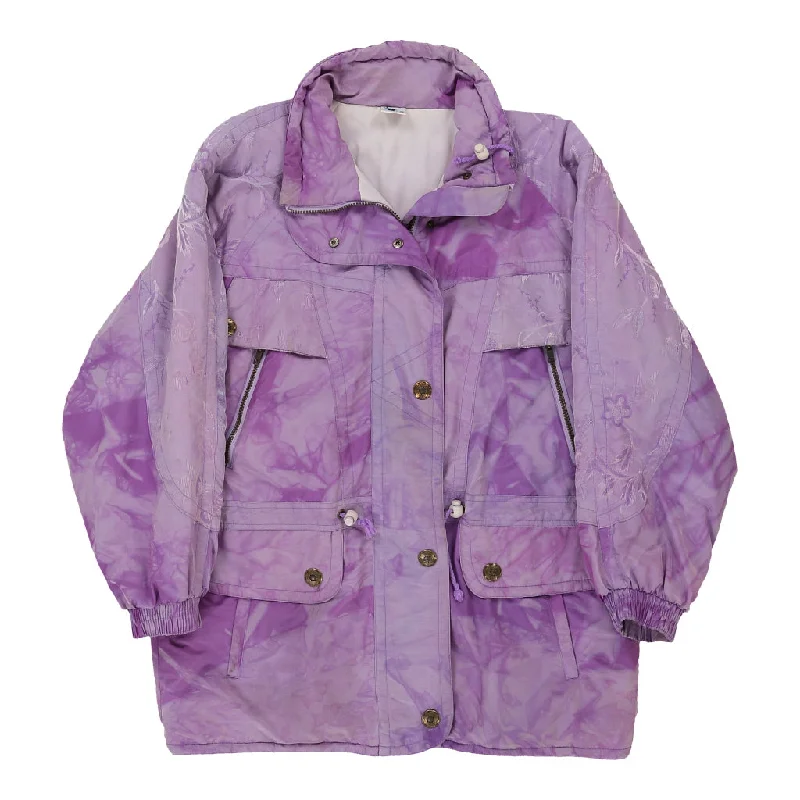 C&A Tie-Dye Jacket - Large Purple Polyester Blend One-Shoulder Jacket Off-the-Shoulder Jacket Asymmetrical Jacket