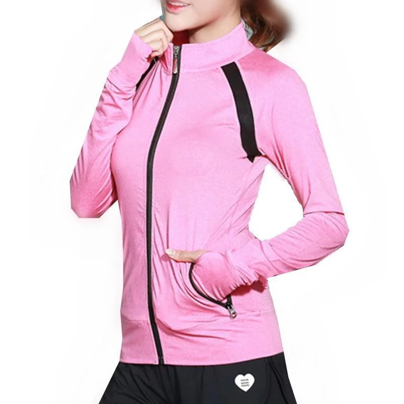 Elastic Long Sleeve Breathable Track Jacket Tiered Jacket Buttoned Jacket Zippered Jacket