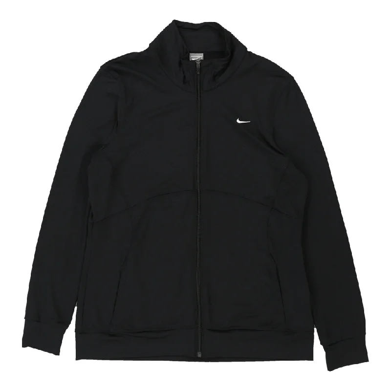 Nike Track Jacket - XL Black Polyester V-Neck Jacket Boat Neck Jacket Square Neck Jacket