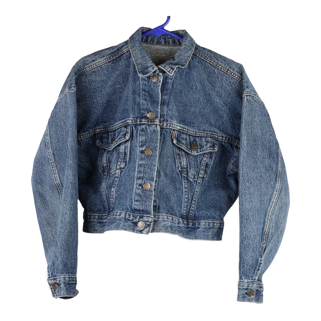 Orange Tab Levis Cropped Denim Jacket - Medium Blue Cotton Trench Coat Raincoat Waterproof Jacket