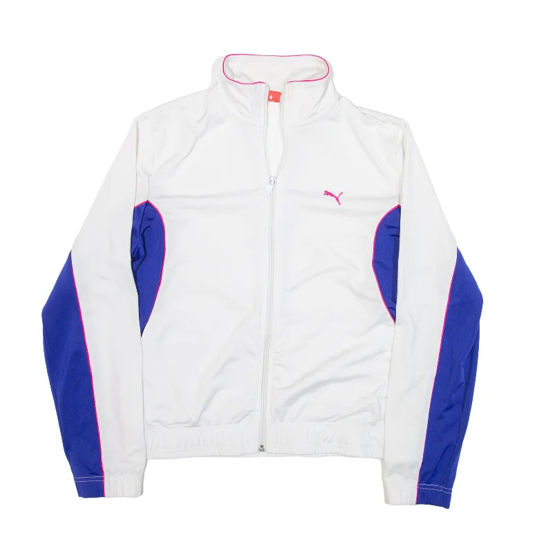 PUMA Track Jacket White Womens UK 14 Rayon Jacket Velvet Jacket Corduroy Jacket