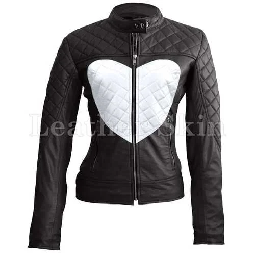 Women Love Leather Jacket Fleece Fabric Down Fabric Feather Fabric