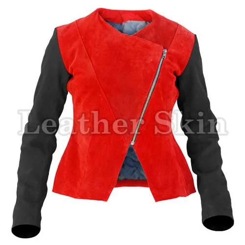 Women Red Leather Jacket Faux Fur Jacket Real Fur Jacket Shearling Jacket