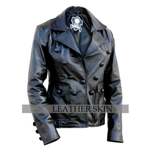 Black Punk Women Leather Jacket Nylon Fabric Polyester Fabric Spandex Fabric