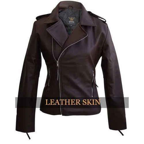 Brown Faux Leather Jacket Toggled Jacket Drawstring Jacket Belted Jacket