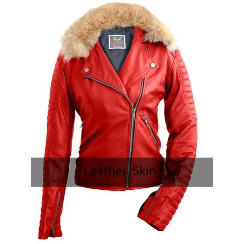 Red Womens Leather Jacket Chenille Jacket Brocade Jacket Lace Jacket