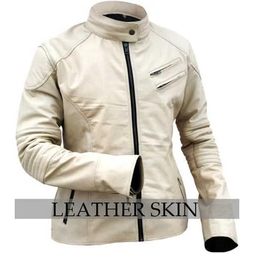 White Leather Jacket Insulated Jacket Fitted Jacket Loose Jacket