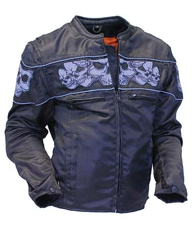 Women Nylon Motorcycle Jacket with Reflector Skulls with Gun Pockets One-Shoulder Jacket Off-the-Shoulder Jacket Asymmetrical Jacket