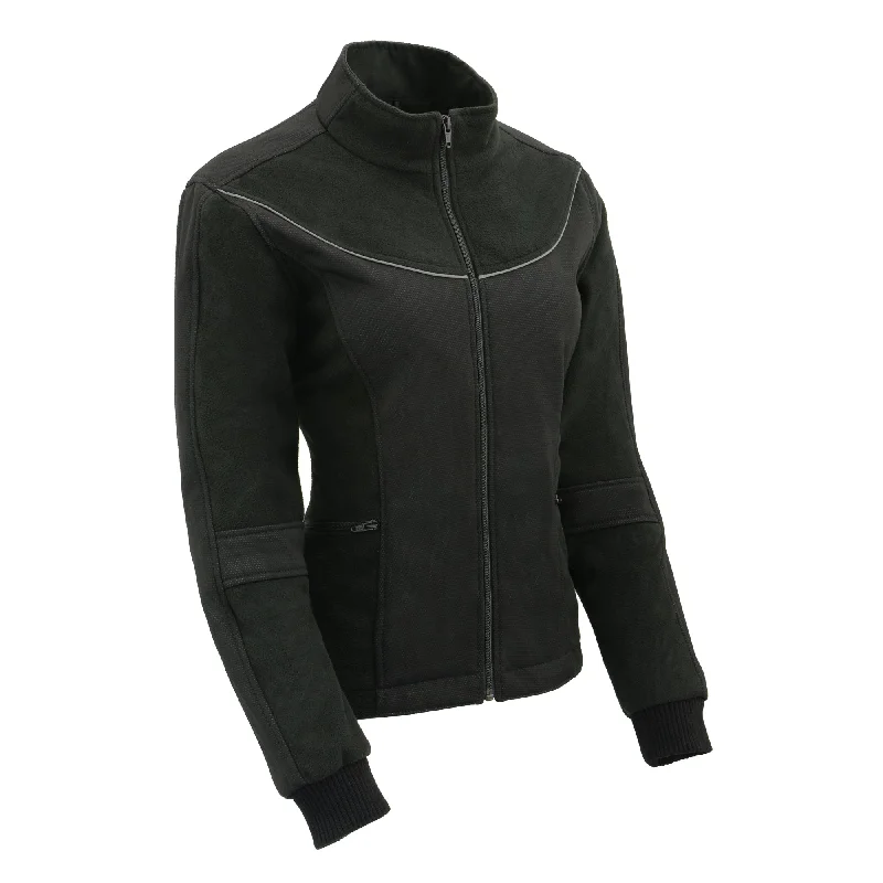 Women Textile & Fleece Combo jacket w/ Reflective Detailing Satin Jacket Silk Jacket Chiffon Jacket