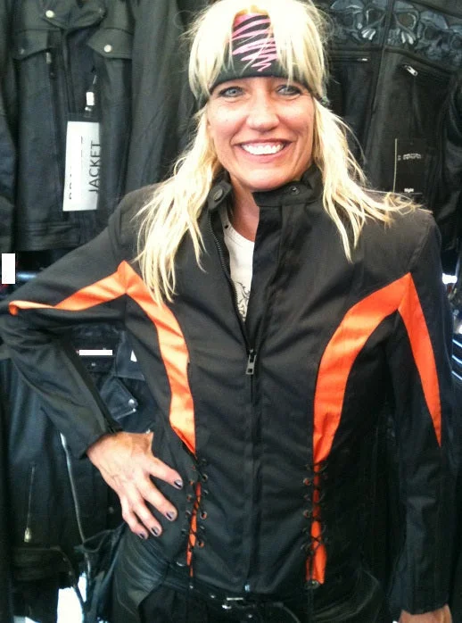 Women textile motorcycle jacket - Orange Stripes Oversized Jacket Tailored Jacket Straight Jacket