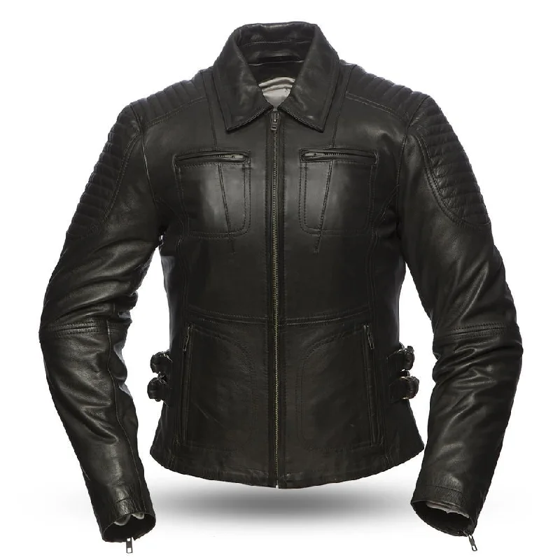 Womens Aniline Cowhide Clean Curvy Motorcycle Jacket FMC Speedy Rayon Fabric Velvet Fabric Corduroy Fabric