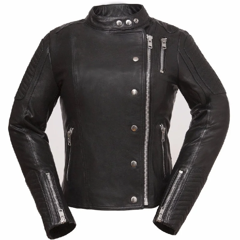 Women's Black The Warrior Princess Leather Jacket Herringbone Jacket Houndstooth Jacket Plaid Jacket