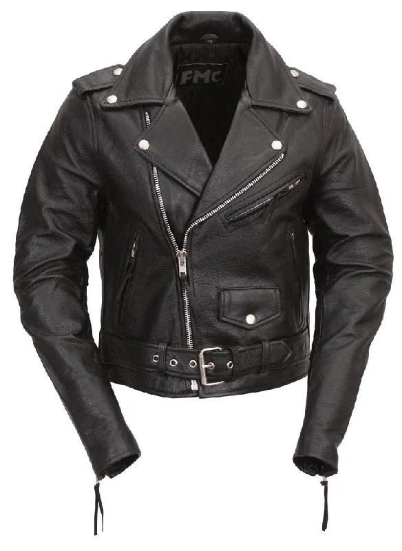 Women's Classic Motorcycle Leather Jacket Quilted Liner Oversized Jacket Tailored Jacket Straight Jacket