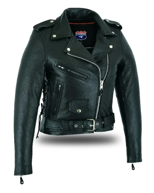 Women's Full Length Motorcycle Jacket with Side Lace Oversized Jacket Tailored Jacket Straight Jacket