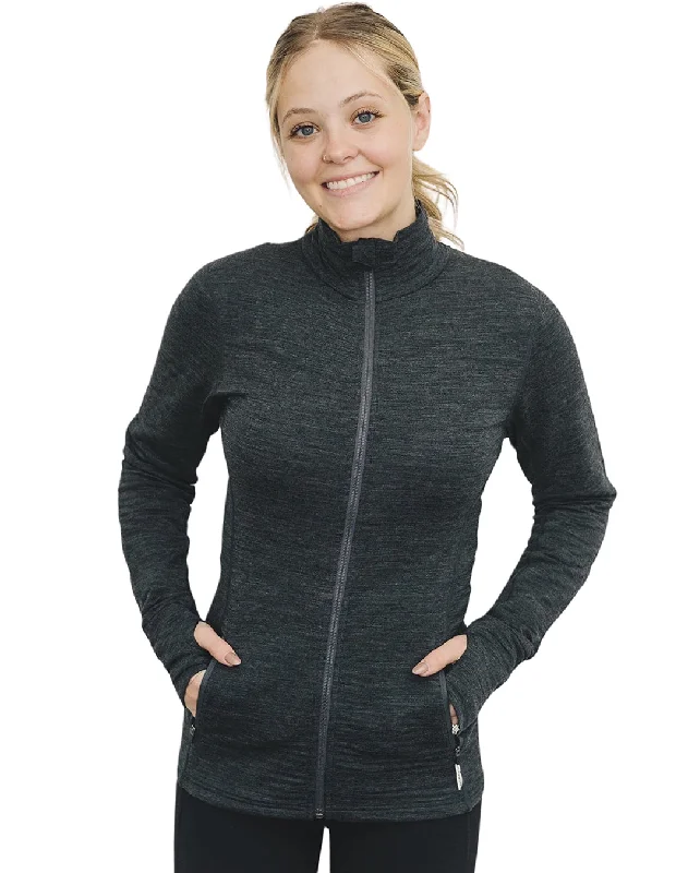 Women's Merino Natural Fleece Full-Zip Jacket, Charcoal Gray Fleece Jacket Down Jacket Feather Jacket