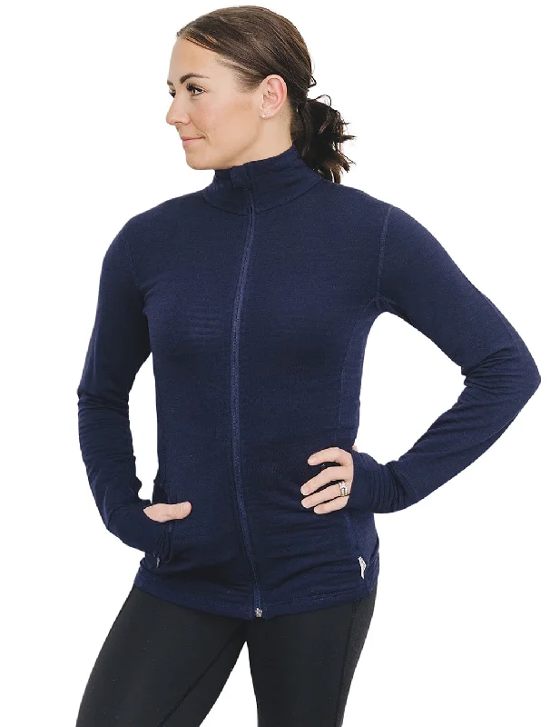 Women's Merino Natural Fleece Full-Zip Jacket, Cosmic Blue Insulated Jacket Fitted Jacket Loose Jacket