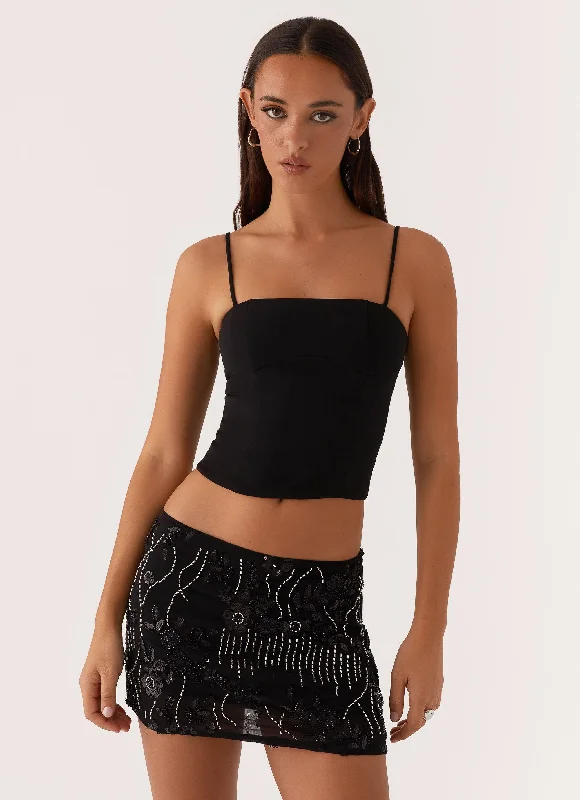 Adored By You Mini Skirt - Black boho skirt vibe