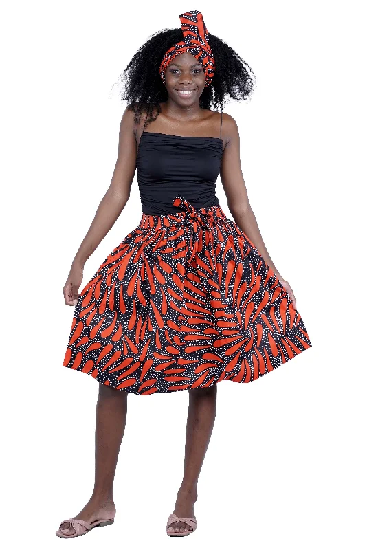 African Mini Skirts button skirt front