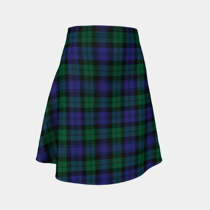 Blackwatch Modern Tartan Flared Skirt patchwork skirt art