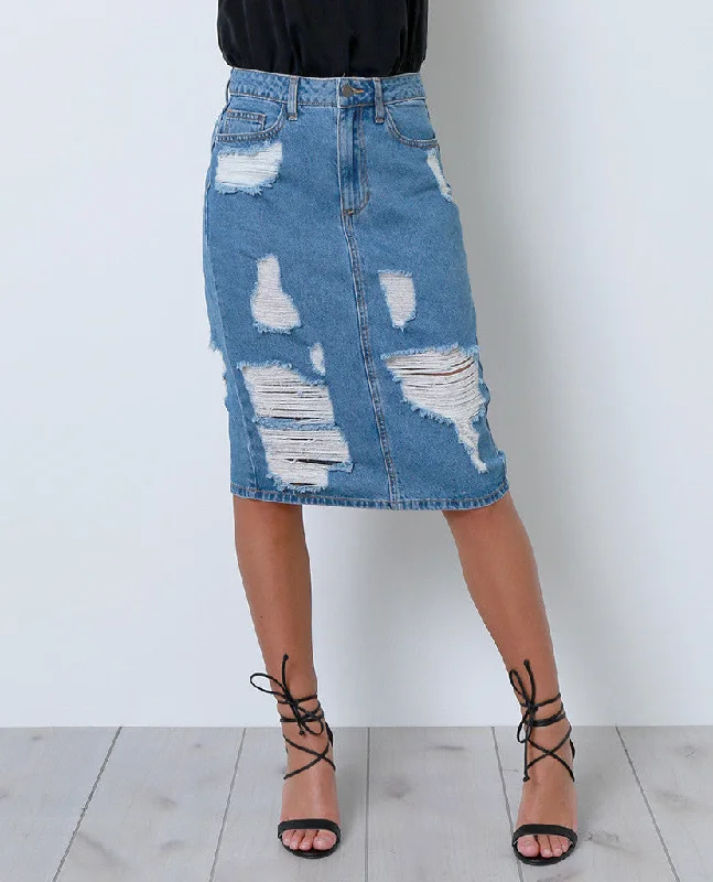 Blue Break Denim Skirt cotton skirt soft