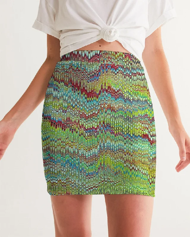 Cool Green Marbled Women's Mini Skirt chiffon skirt floaty