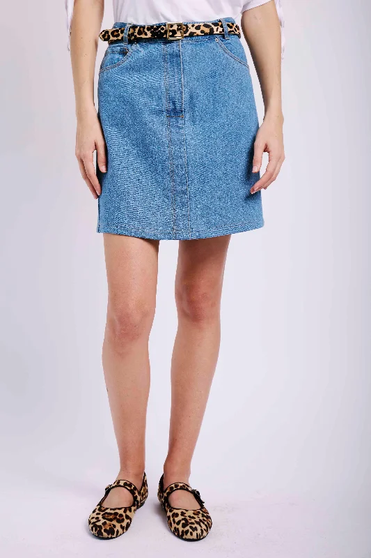 Denim Blue Short Skirt silk skirt sleek