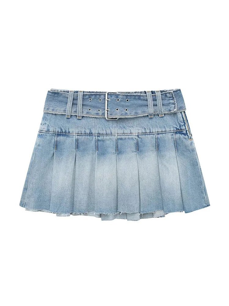 Denim Pleated Skirt velvet skirt plush