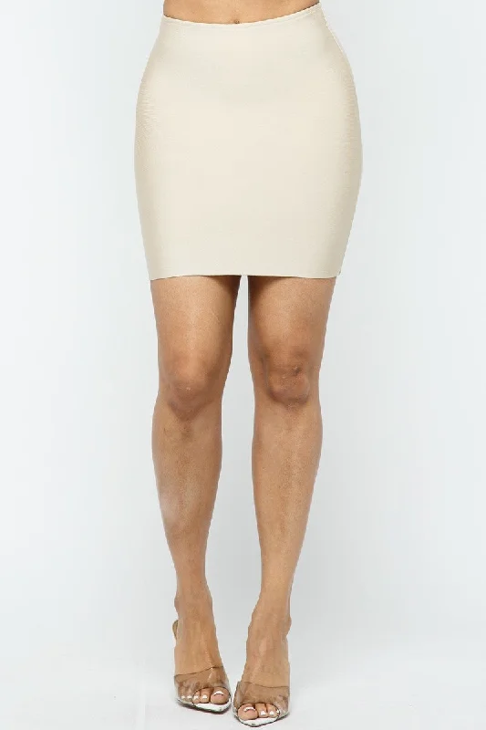 BANDAGE MINI SKIRT ribbed skirt waist