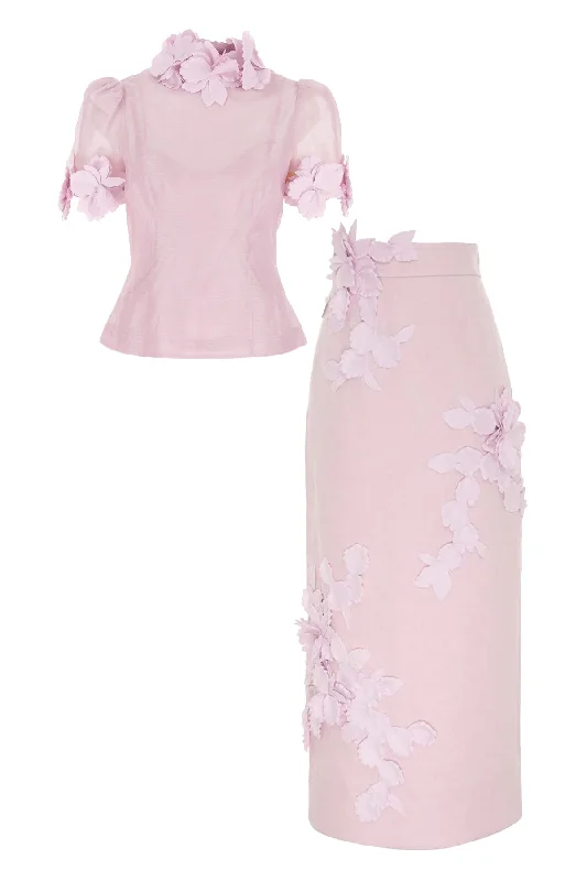 High Tide Flower Shirt and Skirt Set by Zimmermann high waist skirt