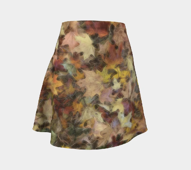 Light October Leaves Flare Skirt chiffon skirt airy