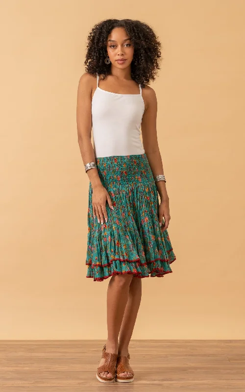 Macarena Skirt, Mini, Peacock Floral velvet skirt luxury