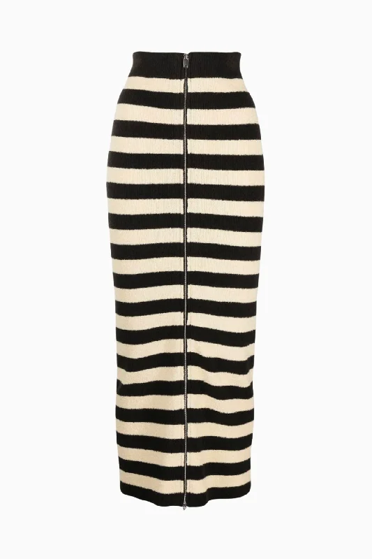 Nanushka Nima Striped Terry Knit Skirt - Creme/ Off Black linen skirt breathable