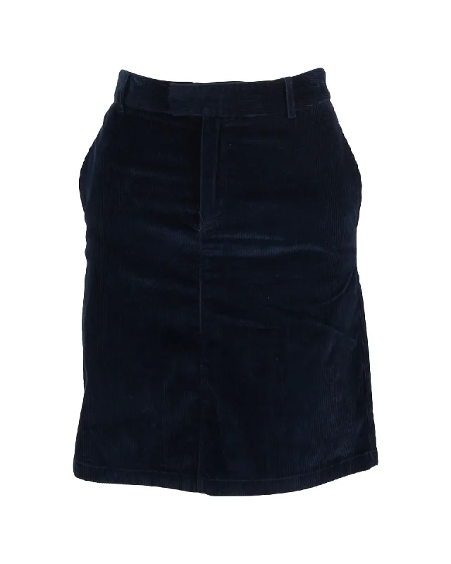 Mini A-Line Skirt in Navy Blue Corduroy lace skirt feminine