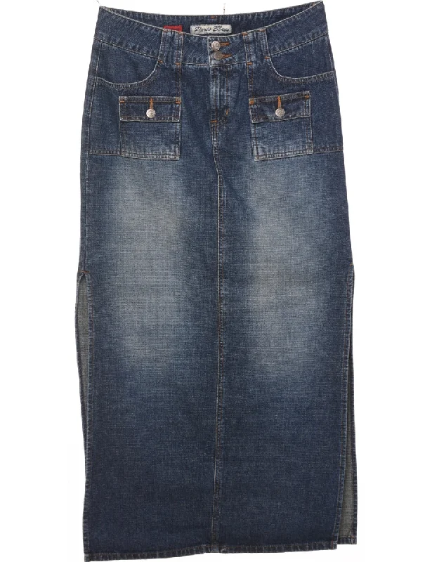 Pencil Shape Denim Skirt - L leather skirt bold