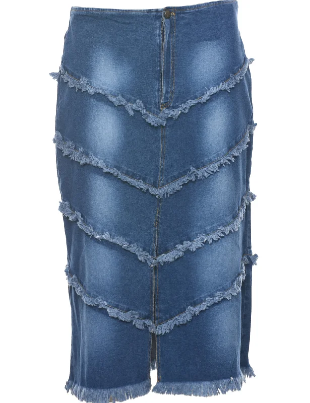 Pencil Shape Denim Skirt - M belted skirt waist