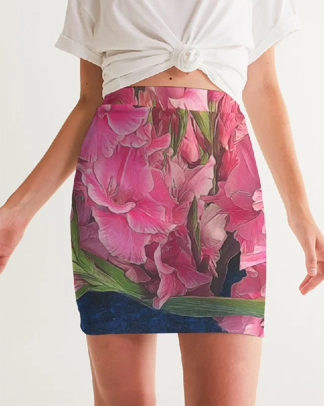 Pink Gladiolas Women's Mini Skirt corduroy skirt durable