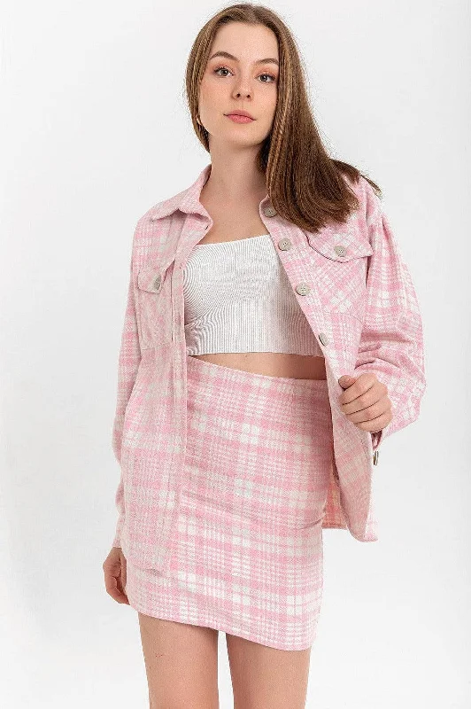 Lumberjack Striped Short Mini Skirt - Pink chiffon skirt floaty