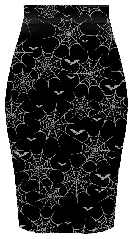 Spooky Babe Spiderweb Pencil Skirt (More Colors) corduroy skirt textured