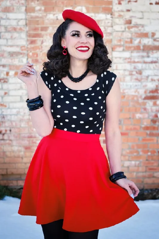 Red Skater Skirt by Retrolicious high slit skirt