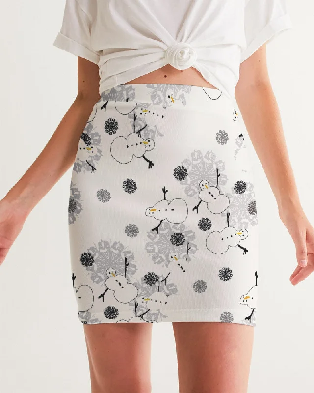 Snowman Pattern Women's Mini Skirt vintage skirt charm