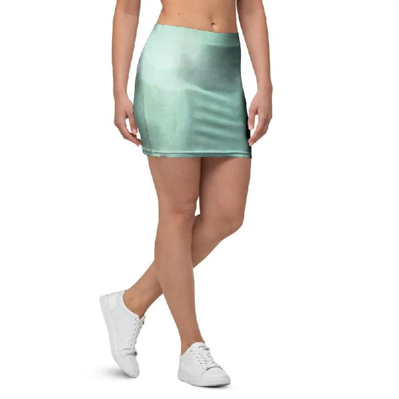 Teal Marble Mini Skirt pleated skirt texture