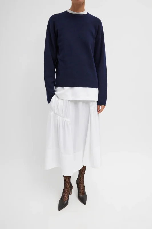 Tibi Shirred Nylon Paneled Skirt - White velvet skirt sumptuous