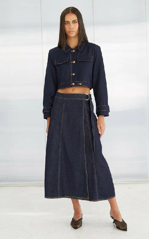 Tiffe Wrap Denim Skirt cotton skirt soft