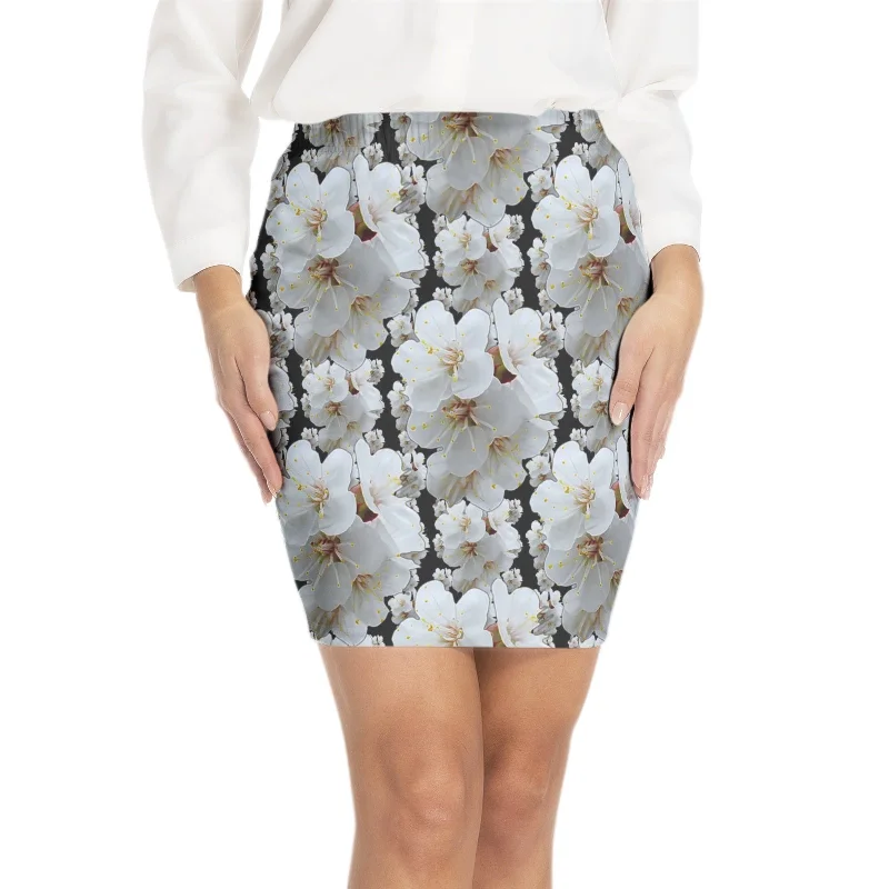 TRP Floral Print 01-01 Designer Elastic Waist Bodycon Mini Skirt velvet skirt plush